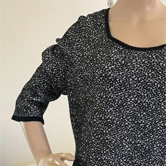 Moth Anthropologie Sweater Size XL Black White Textured Knit Scoop Neck - Picture 6 of 11